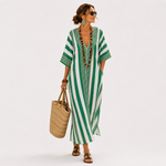 Caftan Zoé Vert à Rayures