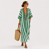 Caftan Zoé Vert à Rayures