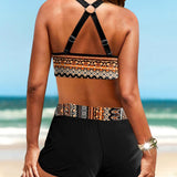 Candela - Bikini à imprimé géométrique avec taille haute élastique