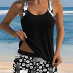 Carla - Tankini deux pièces avec top sans manches et short, imprimé joyeux