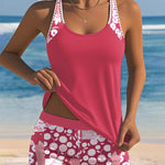 Carla - Tankini deux pièces avec top sans manches et short, imprimé joyeux