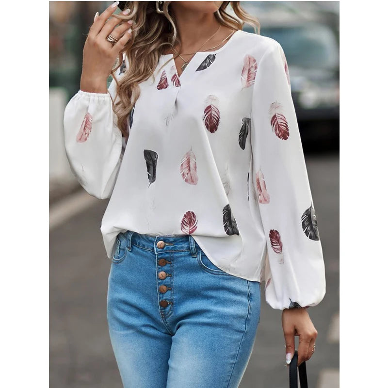 Céleste · Blouse Fluide à Imprimé Plumes — vue 1