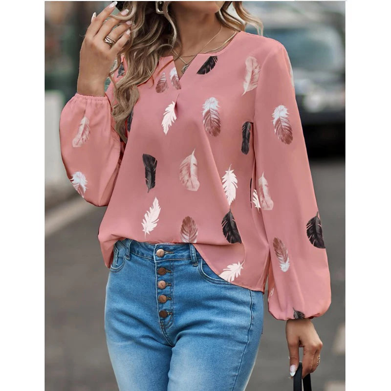 Céleste · Blouse Fluide à Imprimé Plumes — vue 2