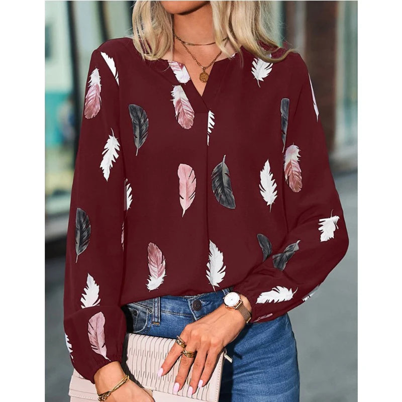 Céleste · Blouse Fluide à Imprimé Plumes — vue 7