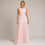 Celeste - Robe maxi plissée élégante