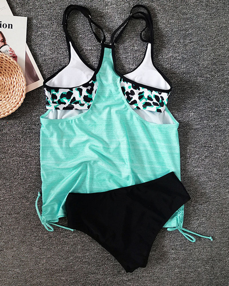 Celia - Tankini Uni avec Élégant Imprimé Léopard