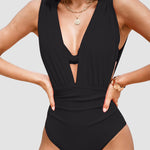 Claudia - Maillot de Bain Col V à Taille Froncée — vue 1