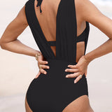 Claudia - Maillot de Bain Col V à Taille Froncée — vue 4