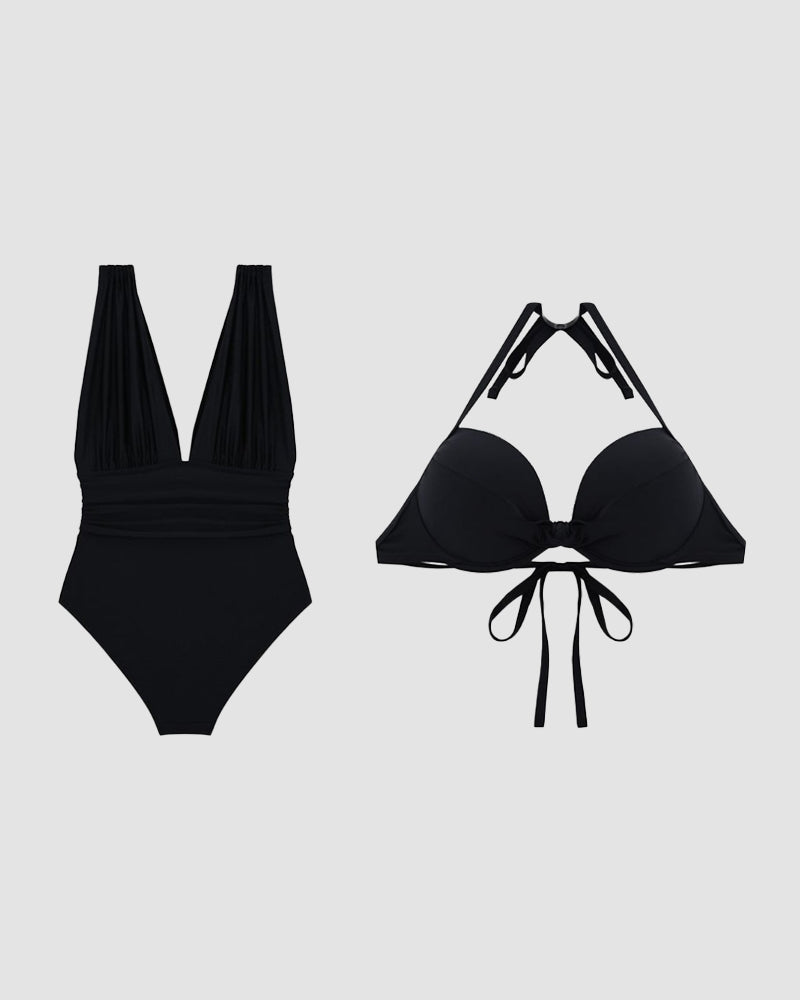 Claudia - Maillot de Bain Col V à Taille Froncée — vue 5