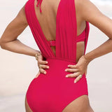 Claudia - Maillot de Bain Col V à Taille Froncée — vue 9