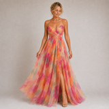 Claudia - Robe Longue Fleurie à Jupe Superposée — vue 1
