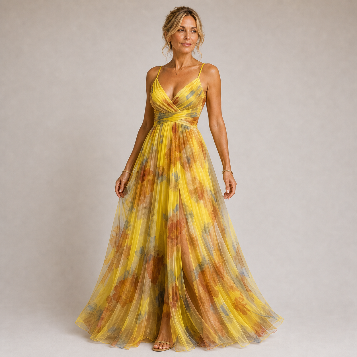 Claudia - Robe Longue Fleurie à Jupe Superposée — vue 5