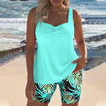 Elsa - Tankini coloré avec haut à rayures et short imprimé