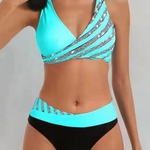 Estela - Bikini imprimé aux tons chauds avec bonnets préformés