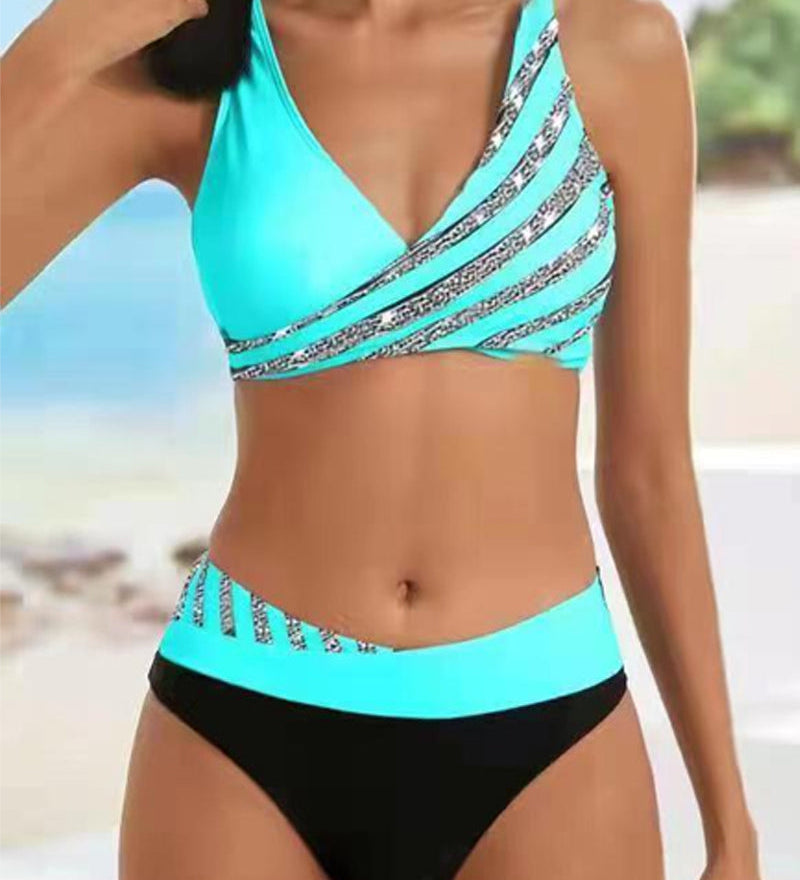 Estela - Bikini imprimé aux tons chauds avec bonnets préformés
