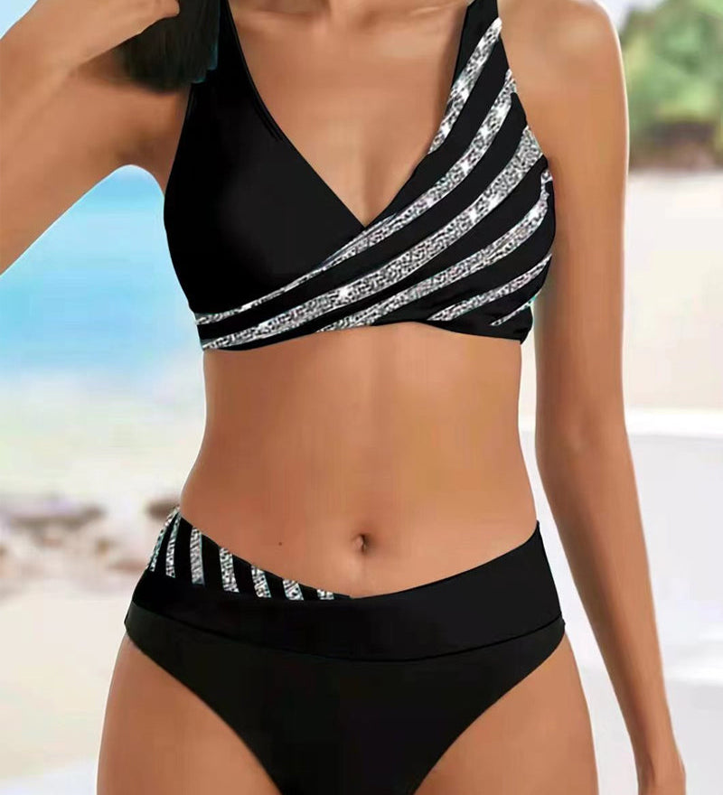 Estela - Bikini imprimé aux tons chauds avec bonnets préformés
