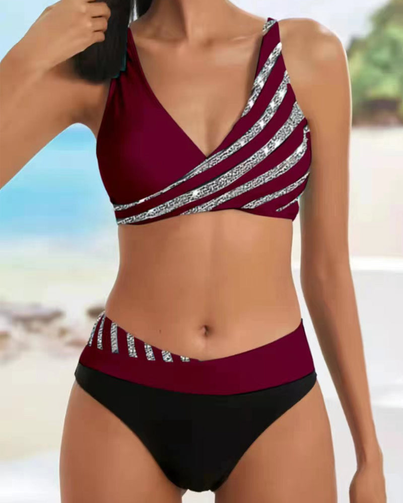 Estela - Bikini imprimé aux tons chauds avec bonnets préformés