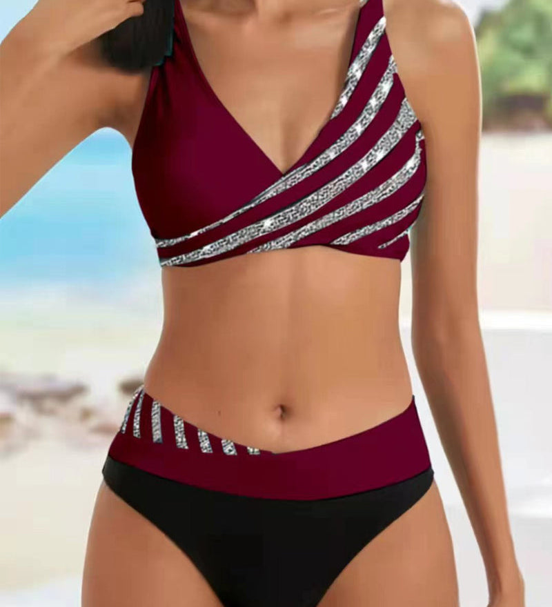 Estela - Bikini imprimé aux tons chauds avec bonnets préformés