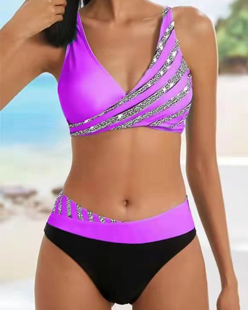 Estela - Bikini imprimé aux tons chauds avec bonnets préformés