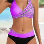Estela - Bikini imprimé aux tons chauds avec bonnets préformés