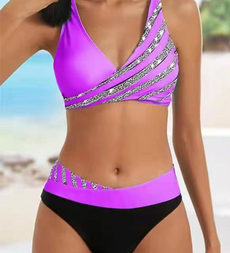 Estela - Bikini imprimé aux tons chauds avec bonnets préformés