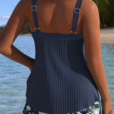 Gala - Tankini à rayures avec short assorti et décolleté élégant