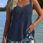Gala - Tankini à rayures avec short assorti et décolleté élégant