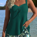 Gala - Tankini à rayures avec short assorti et décolleté élégant