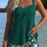 Gala - Tankini à rayures avec short assorti et décolleté élégant
