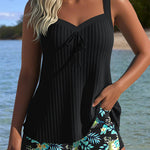 Gala - Tankini à rayures avec short assorti et décolleté élégant