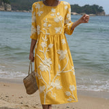 Iara - Robe midi à imprimé plantes et fleurs