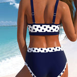 Irene - Bikini à pois taille haute au design patchwork