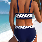 Irene - Bikini à pois taille haute au design patchwork