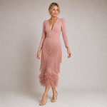 Irene - Robe Midi à Franges Effet Plume — vue 1