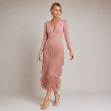 Irene - Robe Midi à Franges Effet Plume — vue 1