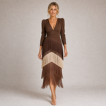 Irene - Robe Midi à Franges Effet Plume — vue 2