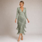 Irene - Robe Midi à Franges Effet Plume — vue 3