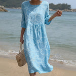 Juana - Robe Maxi à Col Rond Imprimée