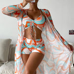Macarena - Bikini trois pièces à imprimé moderne et cover-up assorti