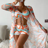 Macarena - Bikini trois pièces à imprimé moderne et cover-up assorti