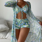 Macarena - Bikini trois pièces à imprimé moderne et cover-up assorti