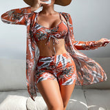 Macarena - Bikini trois pièces à imprimé moderne et cover-up assorti