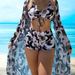 Macarena - Bikini trois pièces à imprimé moderne et cover-up assorti