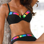 Maite - Bikini noir à imprimé dégradé et culotte à taille large