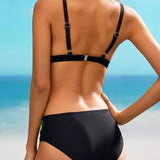Maite - Bikini noir à imprimé dégradé et culotte à taille large
