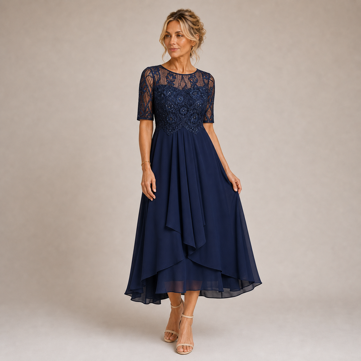 Mariana - Robe Midi à Empiècement Ajouré