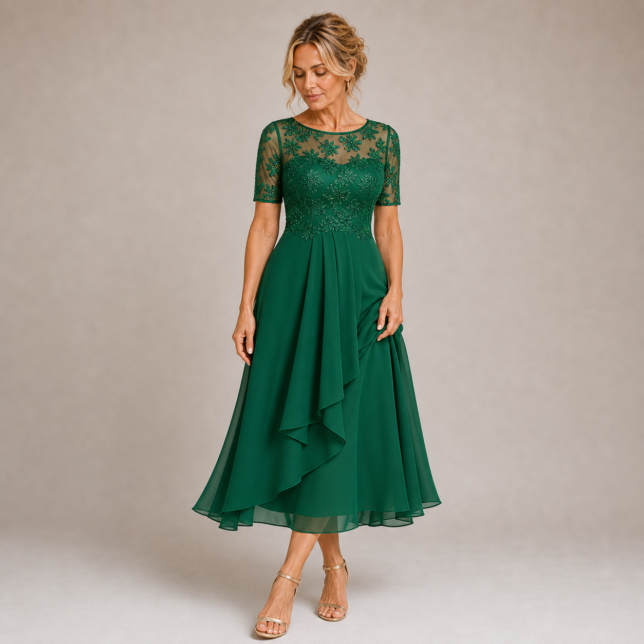 Mariana - Robe Midi à Empiècement Ajouré — vue 3
