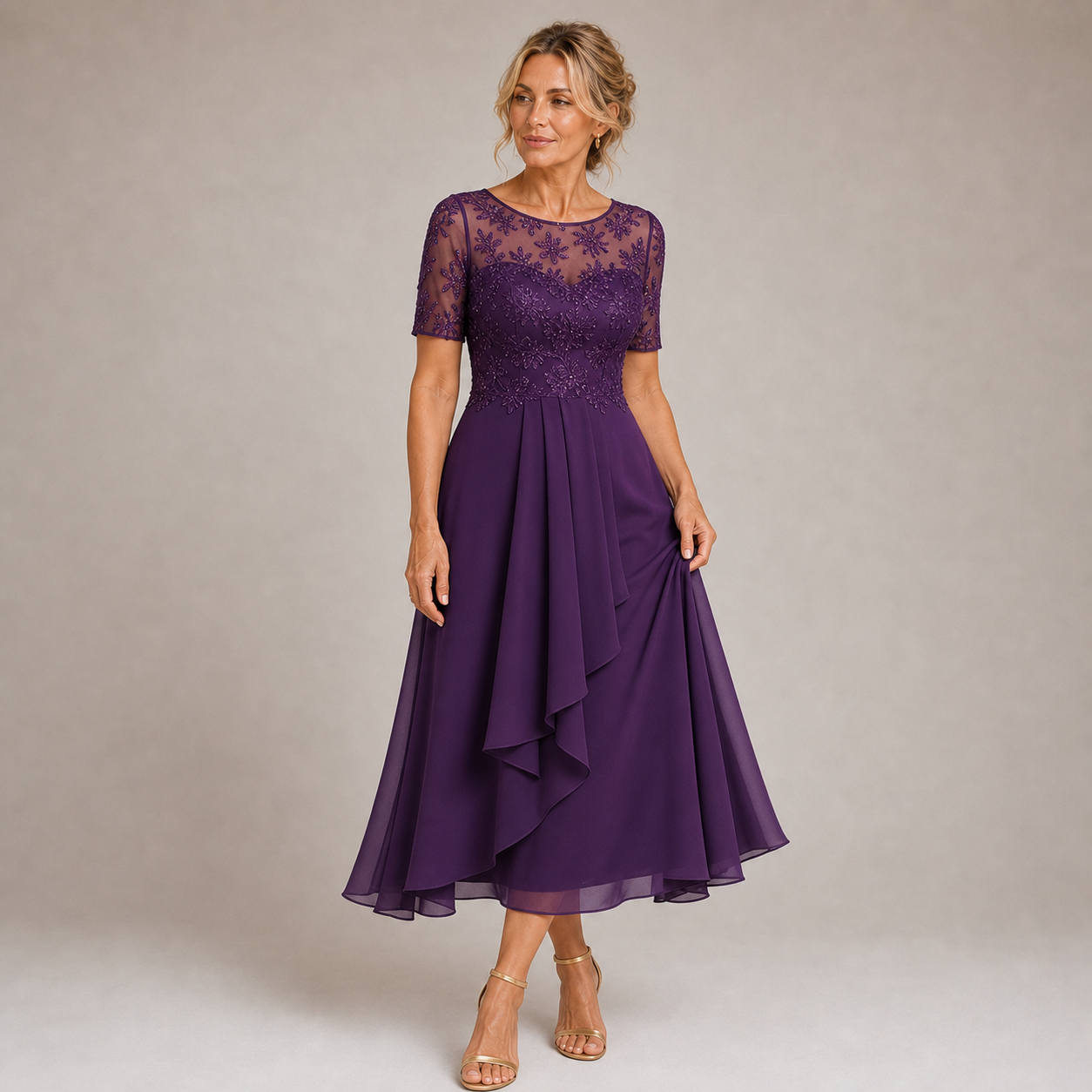 Mariana - Robe Midi à Empiècement Ajouré