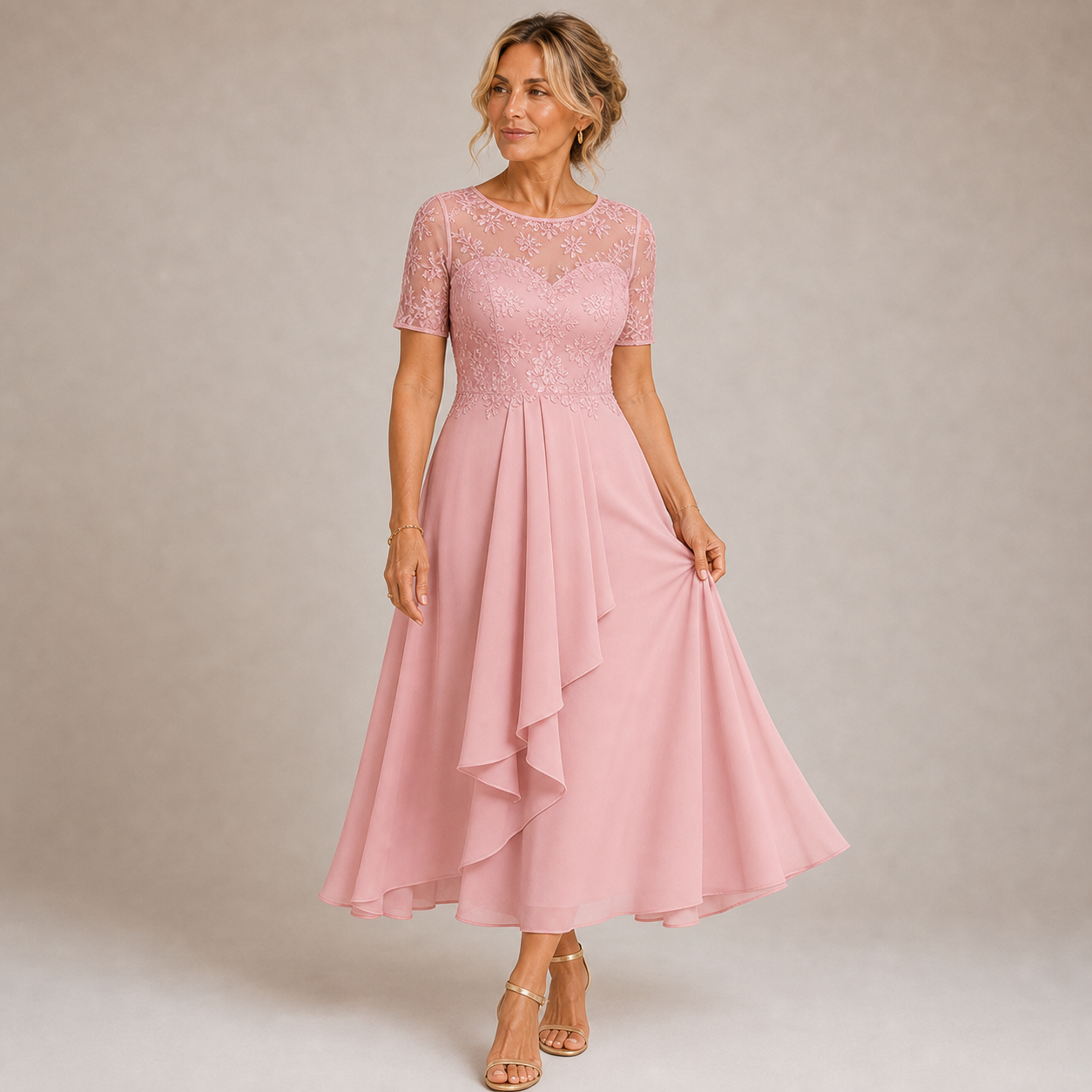 Mariana - Robe Midi à Empiècement Ajouré