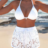 Mireia - Bikini Blanc avec Short Ajouré — vue 4